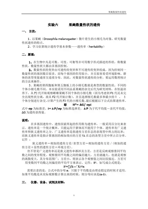实验六：果蝇的数量性状遗传