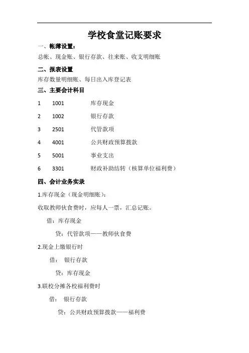 学校食堂记账要求