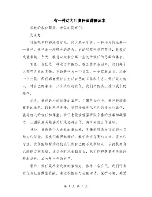 有一种动力叫责任演讲稿范本