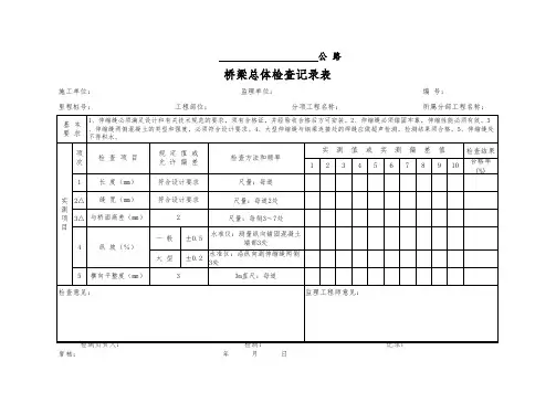 伸缩缝安装检查记录表