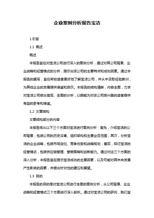 企业案例分析报告宝洁