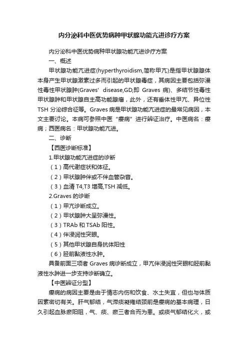 内分泌科中医优势病种甲状腺功能亢进诊疗方案