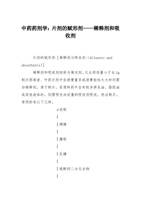 中药药剂学：片剂的赋形剂——稀释剂和吸收剂