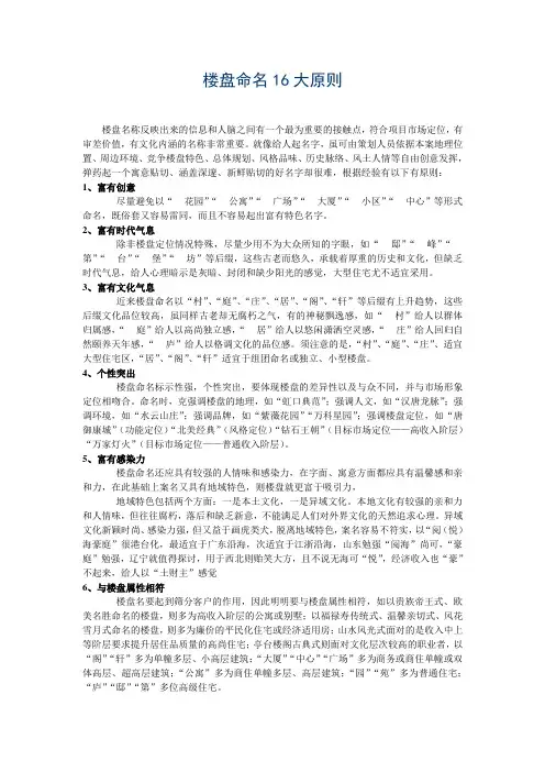 楼盘命名16大原则