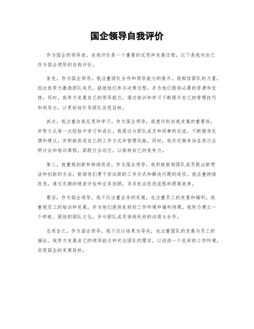 国企领导自我评价