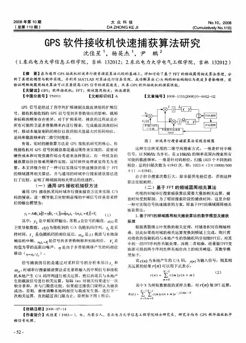 GPS软件接收机快速捕获算法研究