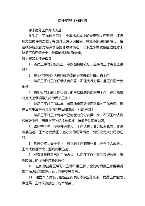 对于财务工作评语