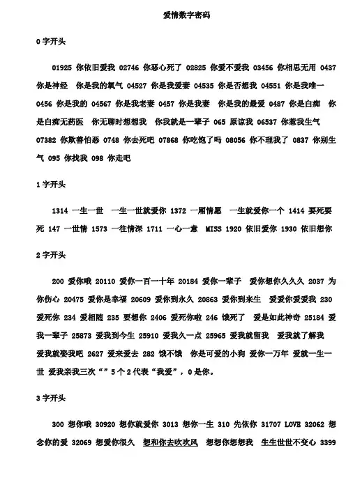 数字密码代表的含义
