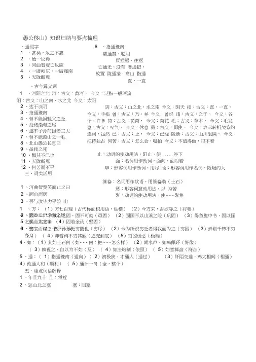 愚公移山知识归纳与要点梳理