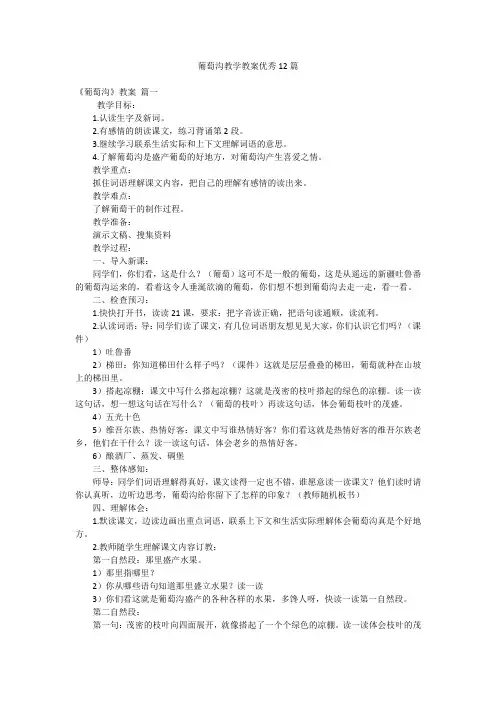 葡萄沟教学教案优秀12篇