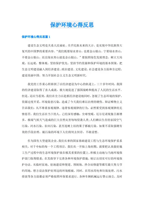 保护环境心得反思