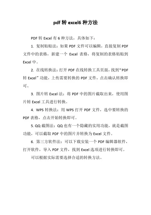 pdf转excel6种方法