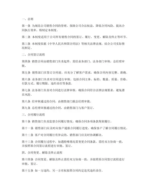 销售合同管理制度流程模板