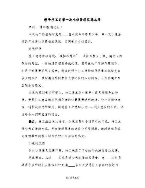 新手社工的第一次小组活动反思总结（2篇）