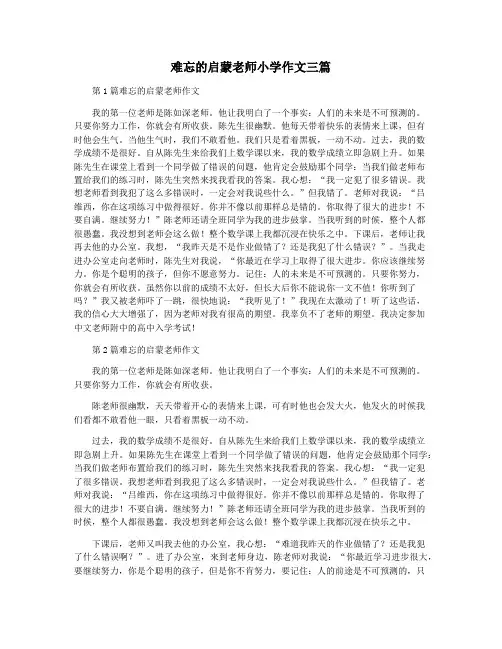 难忘的启蒙老师小学作文三篇