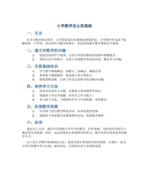 小学数学怎么抓基础