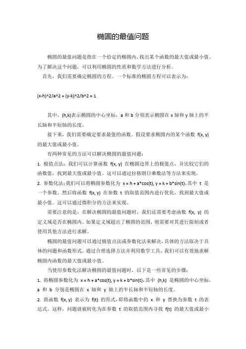 椭圆的最值问题