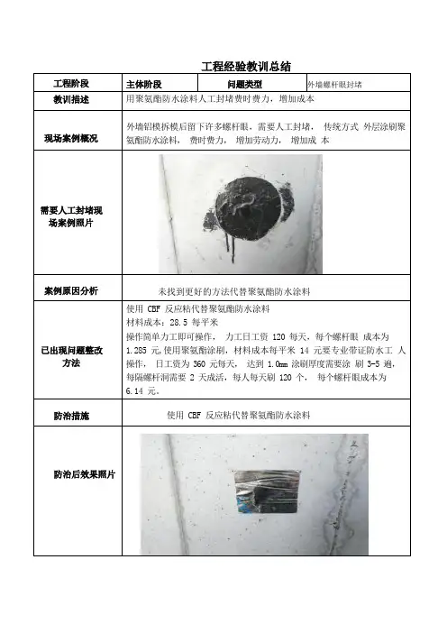 建筑施工优秀工艺做法(外墙螺杆眼封堵)