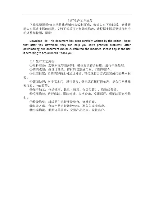 门厂生产工艺流程