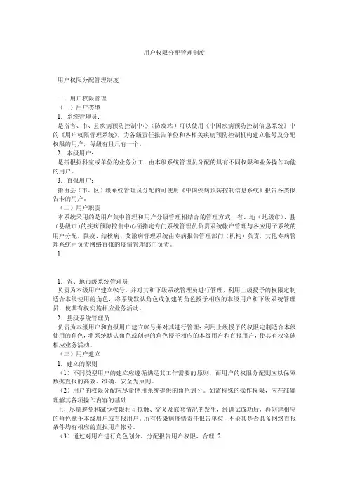 用户权限分配管理制度