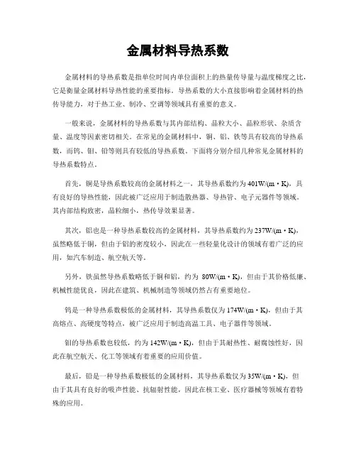 金属材料导热系数