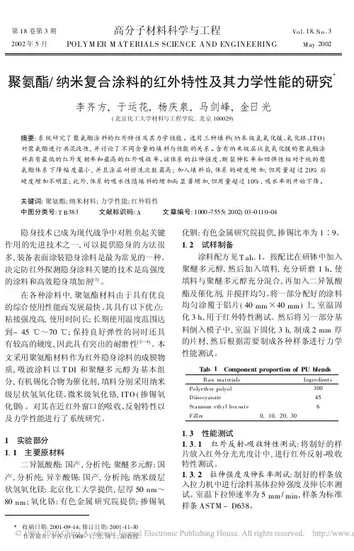 聚氨酯_纳米复合涂料的红外特性及其力学性能的研究