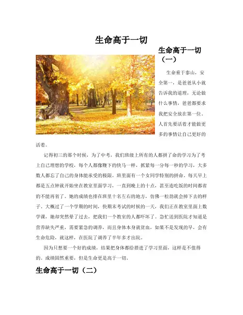 生命高于一切(共10篇)