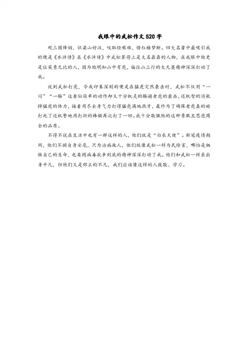 我眼中的武松作文520字