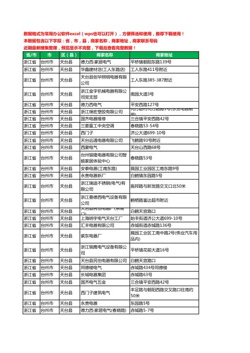 2020新版浙江省台州市天台县电器有限公司工商企业公司商家名录名单黄页联系电话号码地址大全37家