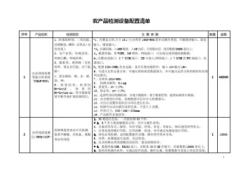 农产品检测设备配置清单