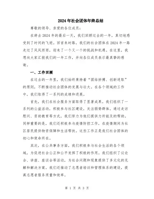 2024年社会团体年终总结