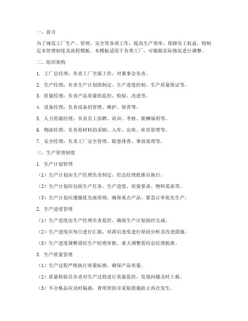 工厂管理制度及流程模板