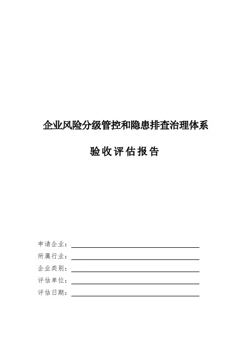 企业风险分级管控和隐患排查治理体系验收评估报告表