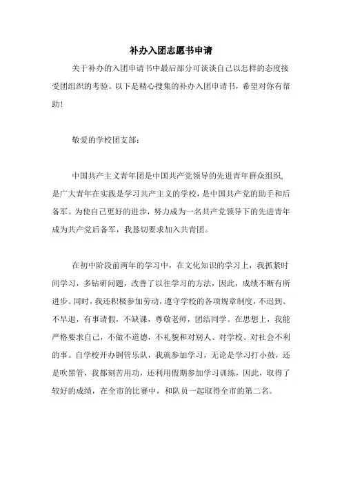 补办入团志愿书申请
