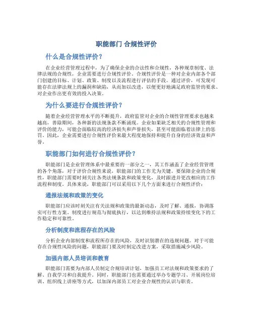 职能部门 合规性评价