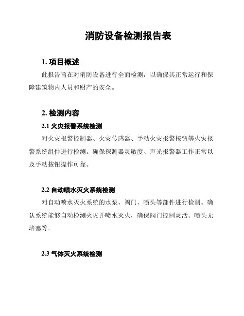 消防设备检测报告表
