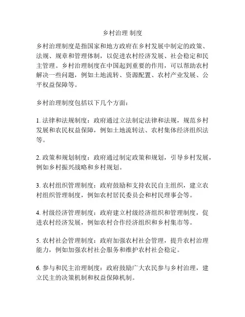 乡村治理 制度