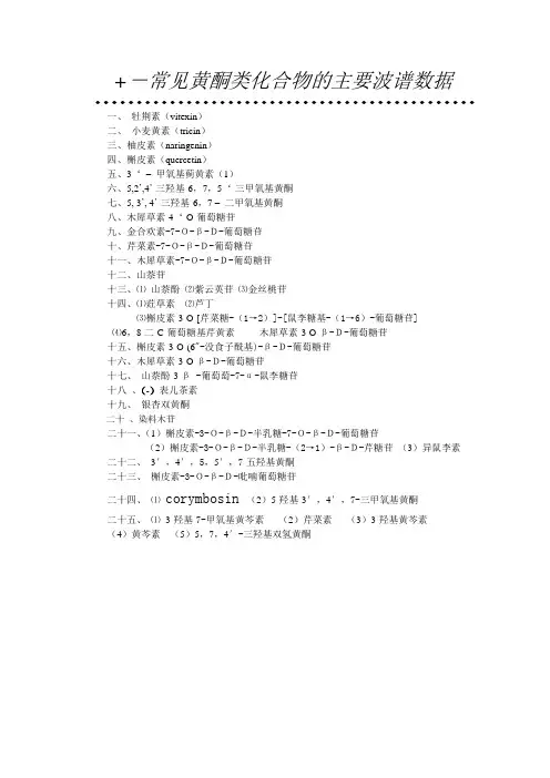 -常见黄酮类化合物的主要波谱数据