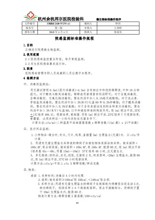 院感监测标准操作规程(SOP)