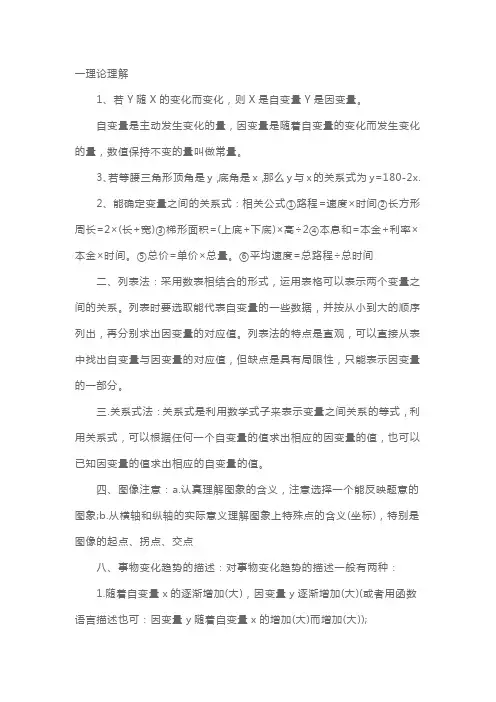 七年级下册数学知识点-篇三：变量之间的关系