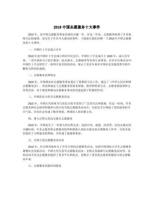 2018中国志愿服务十大事件