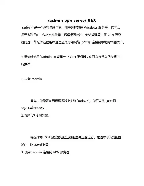 radmin vpn server用法