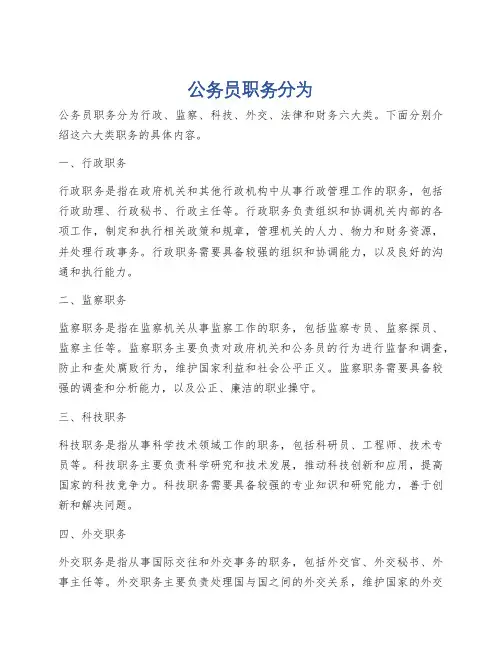 公务员职务分为