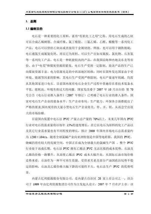 60万吨电石项目环评简本
