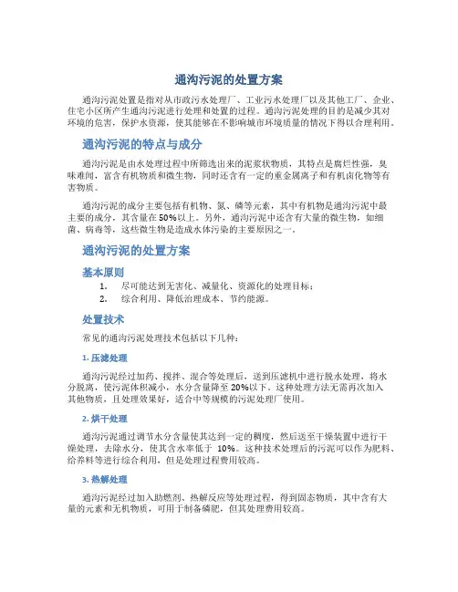 通沟污泥的处置方案