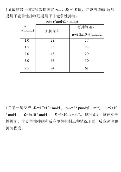 生物反应工程习题