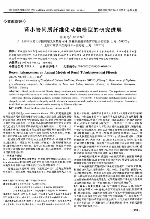 肾小管间质纤维化动物模型的研究进展
