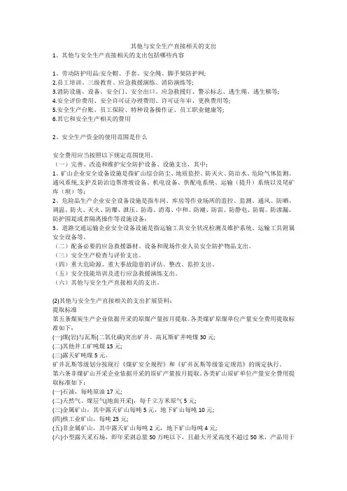 其他与安全生产直接相关的支出安全生产