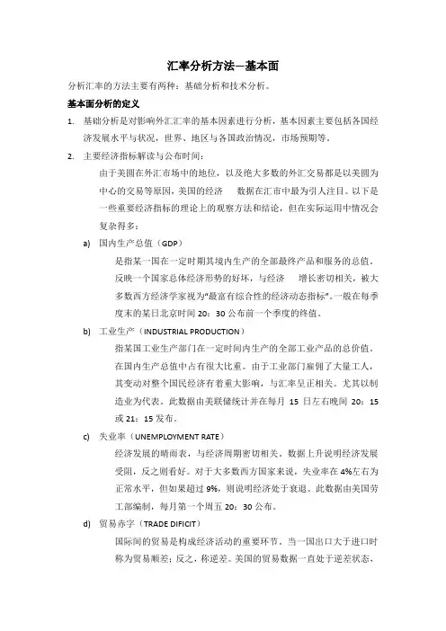 汇率分析方法—基本面