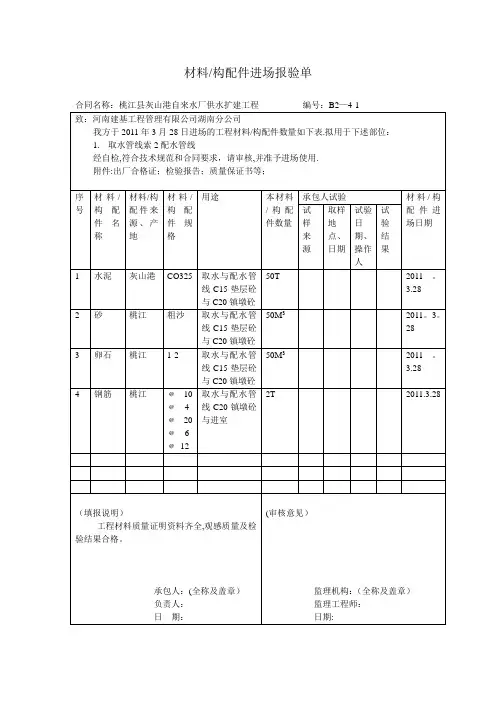 材料报验单【范本模板】